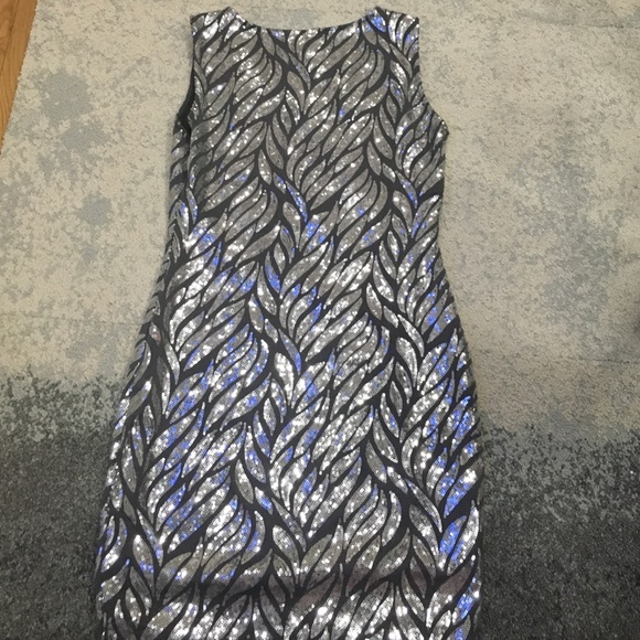 Aqua Silver and Gray Sequin Party Dress - Picture 4 of 4